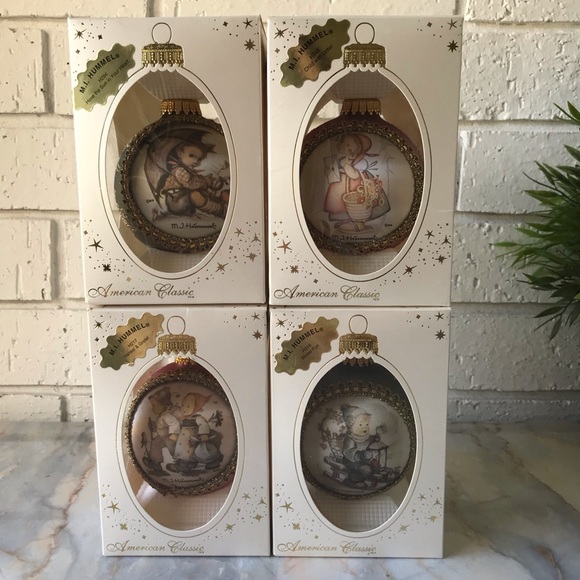 M.J. Hummell Christmas Ornaments Lot of 4 1998 Vintage Round Glass - Picture 1 of 10